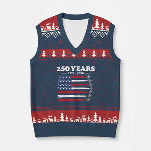 American Flag Fighter Jets V-Neck Knit Sweater Vest USA 250 Years Of Freedom TS12 Navy Red Print Your Wear