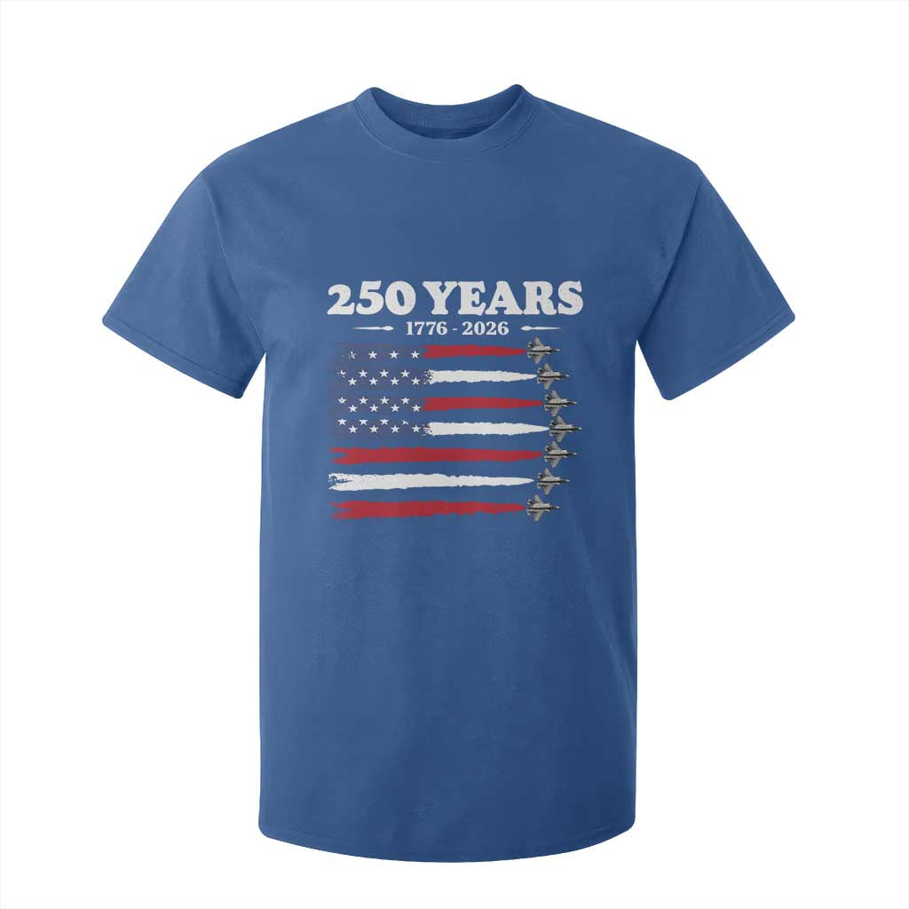 American Flag Fighter Jets T Shirt For Kid USA 250 Years Of Freedom TS12 Royal Blue Print Your Wear