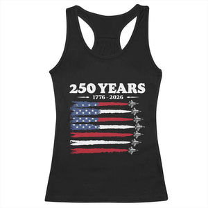 American Flag Fighter Jets Racerback Tank Top USA 250 Years Of Freedom TS12 Black Print Your Wear
