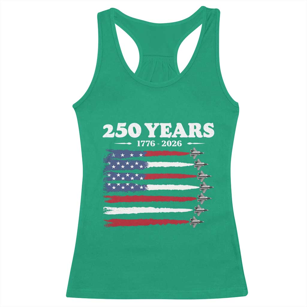 American Flag Fighter Jets Racerback Tank Top USA 250 Years Of Freedom TS12 Irish Green Print Your Wear