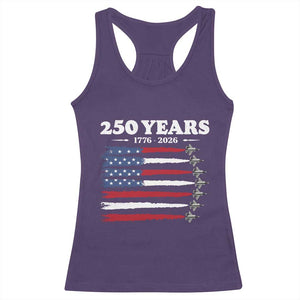 American Flag Fighter Jets Racerback Tank Top USA 250 Years Of Freedom TS12 Purple Print Your Wear