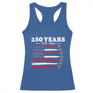American Flag Fighter Jets Racerback Tank Top USA 250 Years Of Freedom TS12 Royal Blue Print Your Wear