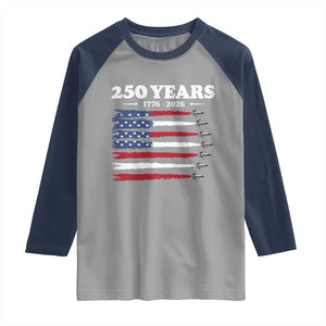 American Flag Fighter Jets Raglan Shirt USA 250 Years Of Freedom TS12 Sport Gray Navy Print Your Wear
