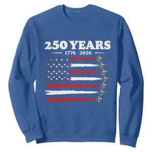 American Flag Fighter Jets Sweatshirt USA 250 Years Of Freedom TS12 Royal Blue Print Your Wear