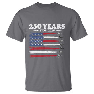 American Flag Fighter Jets T Shirt USA 250 Years Of Freedom TS12 Charcoal Print Your Wear