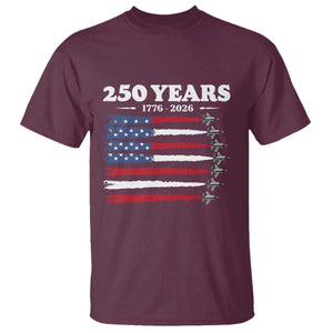 American Flag Fighter Jets T Shirt USA 250 Years Of Freedom TS12 Maroon Print Your Wear