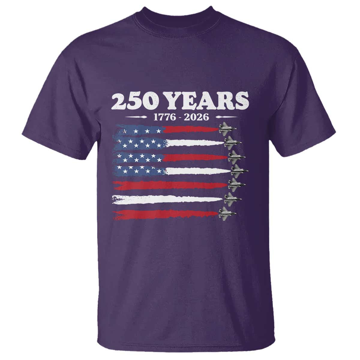 American Flag Fighter Jets T Shirt USA 250 Years Of Freedom TS12 Purple Print Your Wear