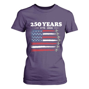 American Flag Fighter Jets T Shirt For Women USA 250 Years Of Freedom TS12 Purple Print Your Wear