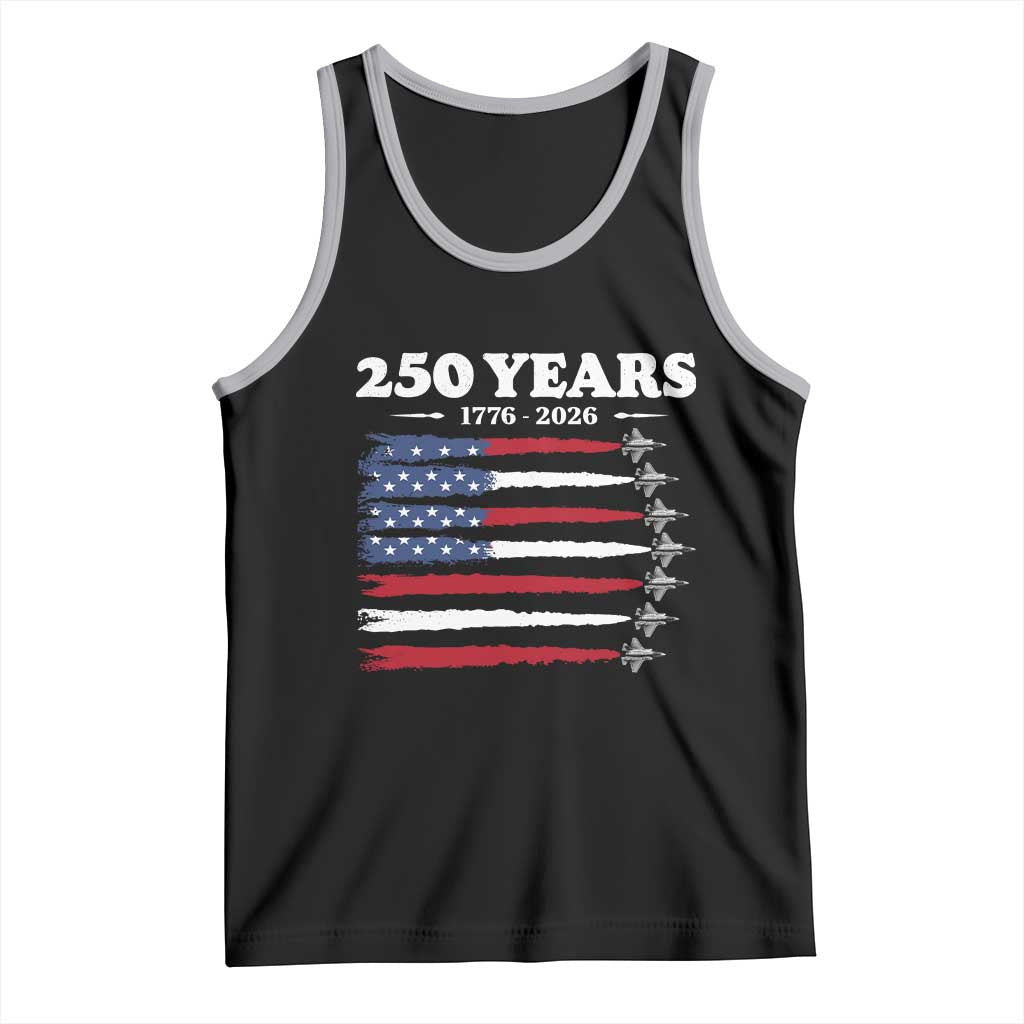 American Flag Fighter Jets Tank Top USA 250 Years Of Freedom TS12 Black Athletic Heather Print Your Wear
