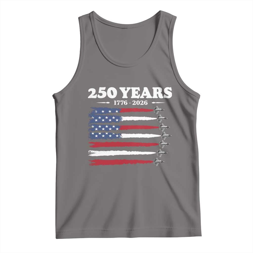 American Flag Fighter Jets Tank Top USA 250 Years Of Freedom TS12 Deep Heather Print Your Wear