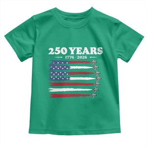 American Flag Fighter Jets Toddler T Shirt USA 250 Years Of Freedom TS12 Irish Green Print Your Wear