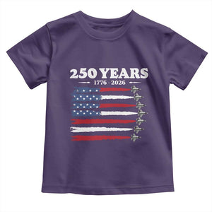 American Flag Fighter Jets Toddler T Shirt USA 250 Years Of Freedom TS12 Purple Print Your Wear