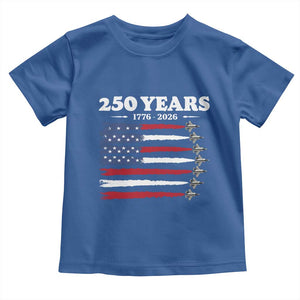 American Flag Fighter Jets Toddler T Shirt USA 250 Years Of Freedom TS12 Royal Blue Print Your Wear
