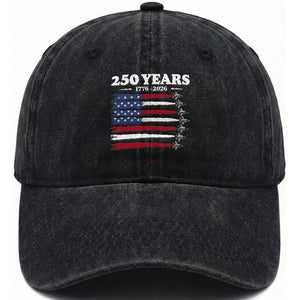 American Flag Fighter Jets Washed Cotton Baseball Cap USA 250 Years Of Freedom TS12 Washed Cap Universal Fit Black Print Your Wear