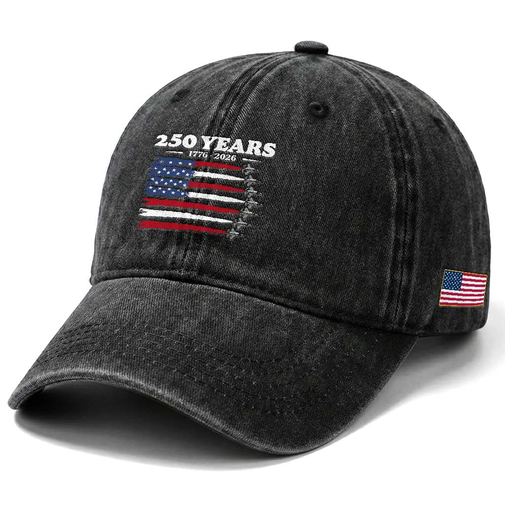 American Flag Fighter Jets Washed Cotton Baseball Cap USA 250 Years Of Freedom TS12 Print Your Wear