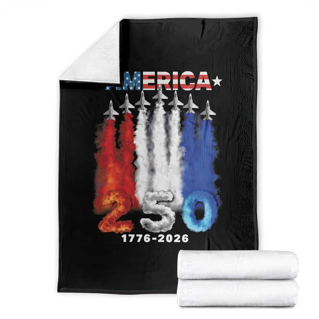 Patriotic Fighter Jets Throw Blanket USA 250 Years Of Freedom TS12 Black Print Your Wear