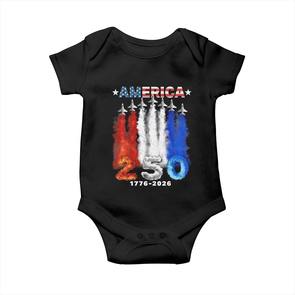 Patriotic Fighter Jets Baby Onesie USA 250 Years Of Freedom TS12 Black Print Your Wear
