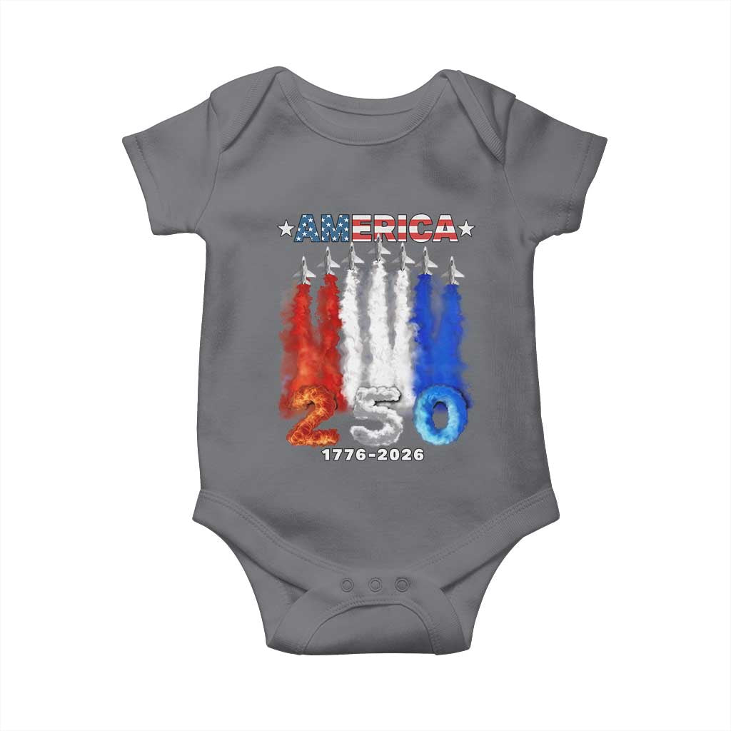 Patriotic Fighter Jets Baby Onesie USA 250 Years Of Freedom TS12 Charcoal Print Your Wear