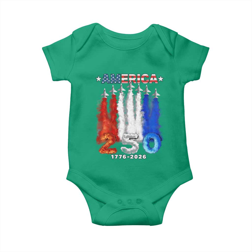 Patriotic Fighter Jets Baby Onesie USA 250 Years Of Freedom TS12 Irish Green Print Your Wear
