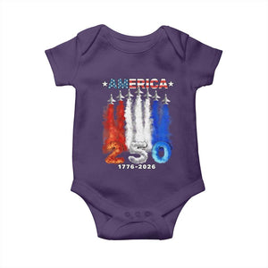 Patriotic Fighter Jets Baby Onesie USA 250 Years Of Freedom TS12 Purple Print Your Wear