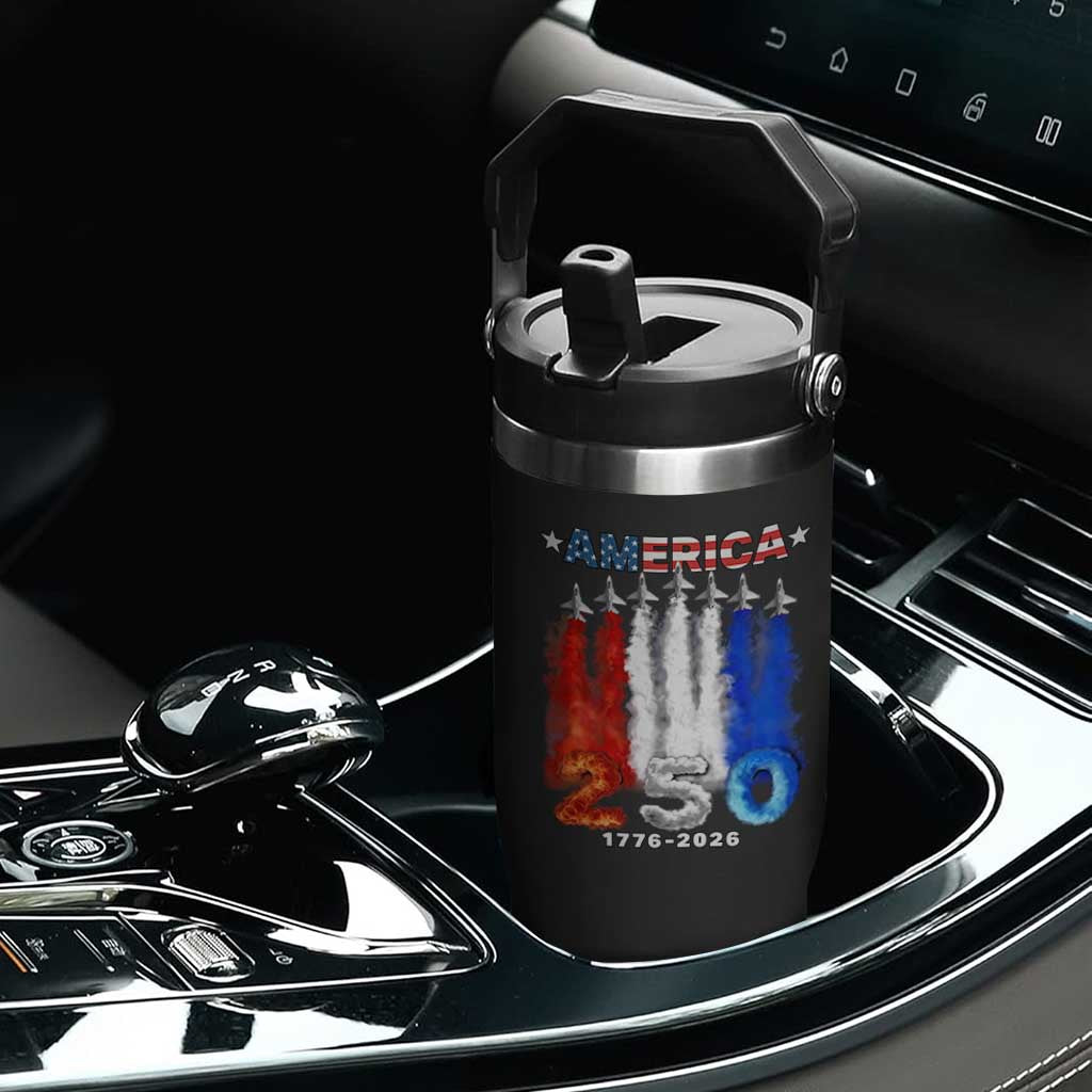 Patriotic Fighter Jets Flip Straw Tumbler USA 250 Years Of Freedom TS12 Print Your Wear