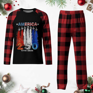 Patriotic Fighter Jets Plaid Pajama Set USA 250 Years Of Freedom TS12 Buffalo Plaid Print Your Wear