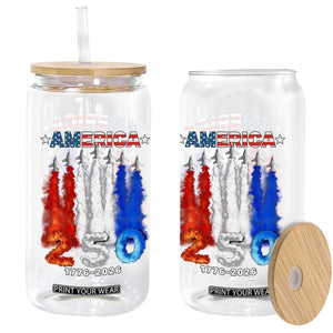 Patriotic Fighter Jets Glass Can USA 250 Years Of Freedom TS12 Print Your Wear