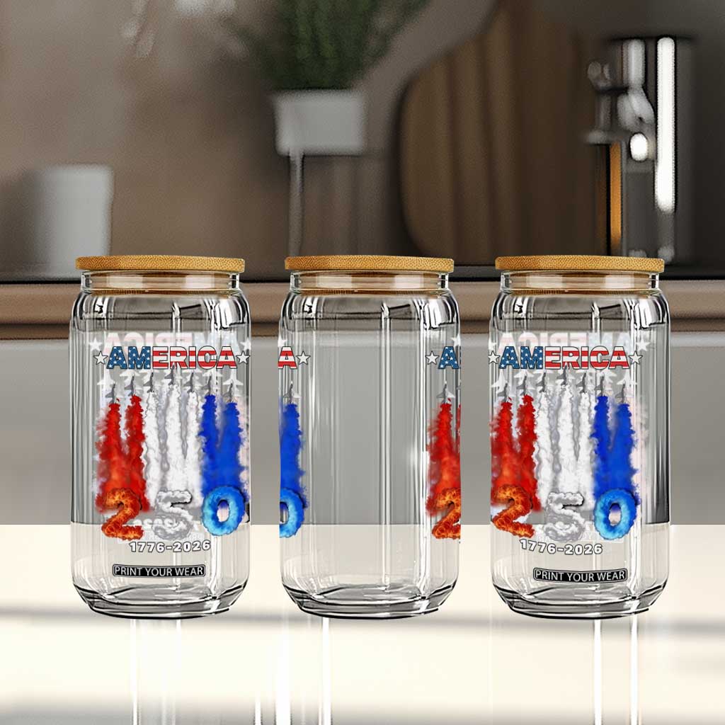 Patriotic Fighter Jets Glass Can USA 250 Years Of Freedom TS12 Print Your Wear