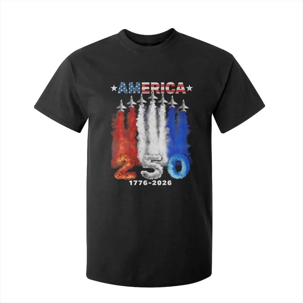 Patriotic Fighter Jets T Shirt For Kid USA 250 Years Of Freedom TS12 Black Print Your Wear