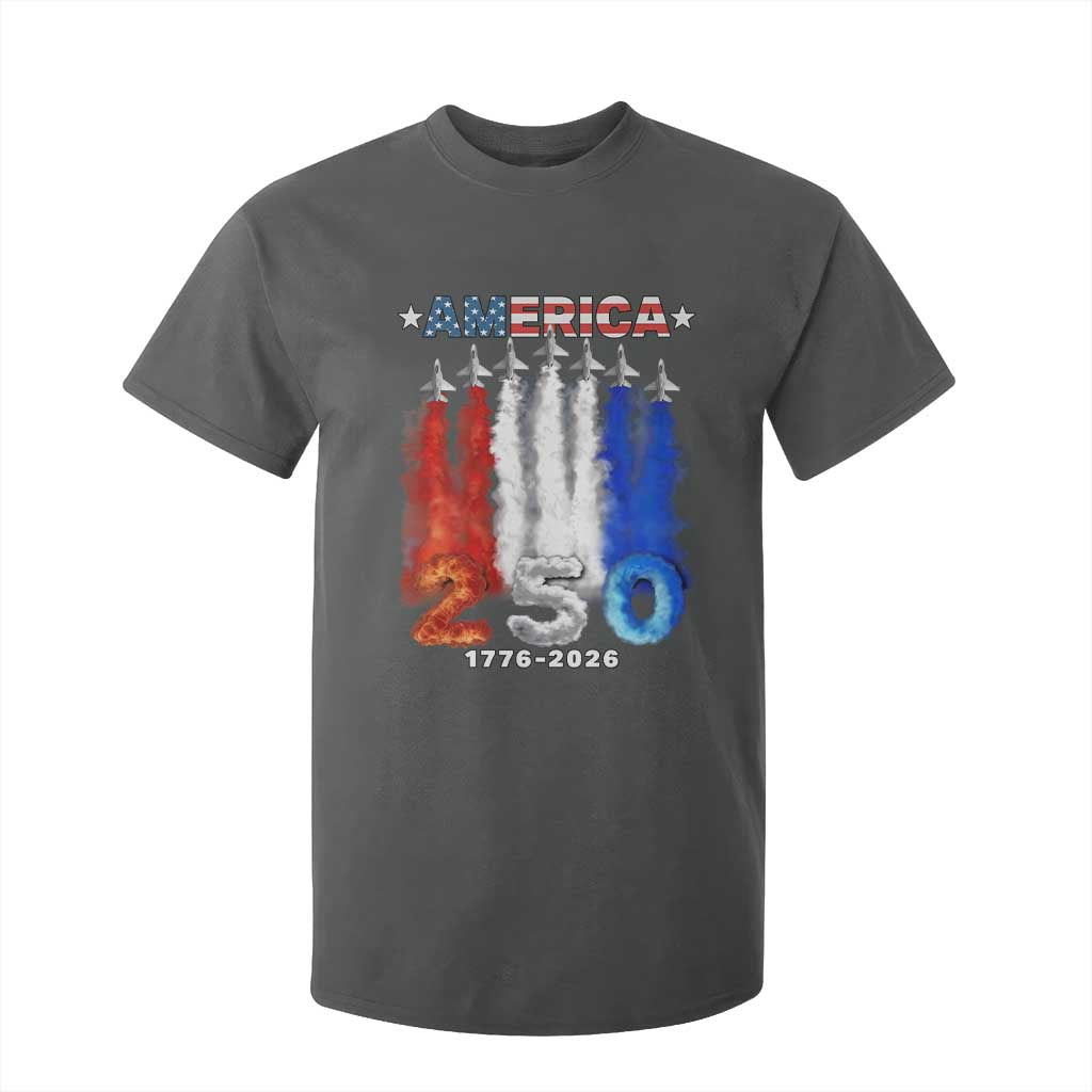 Patriotic Fighter Jets T Shirt For Kid USA 250 Years Of Freedom TS12 Dark Heather Print Your Wear