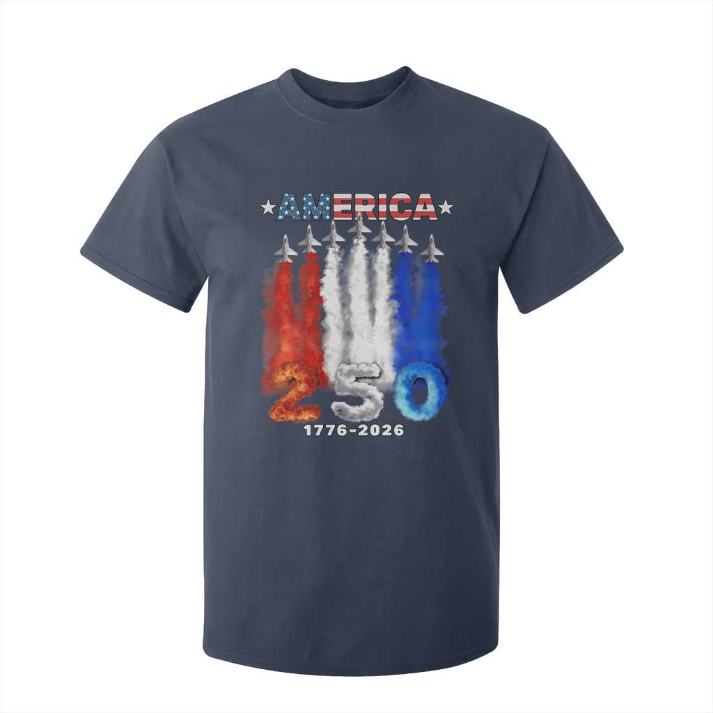Patriotic Fighter Jets T Shirt For Kid USA 250 Years Of Freedom TS12 Navy Print Your Wear