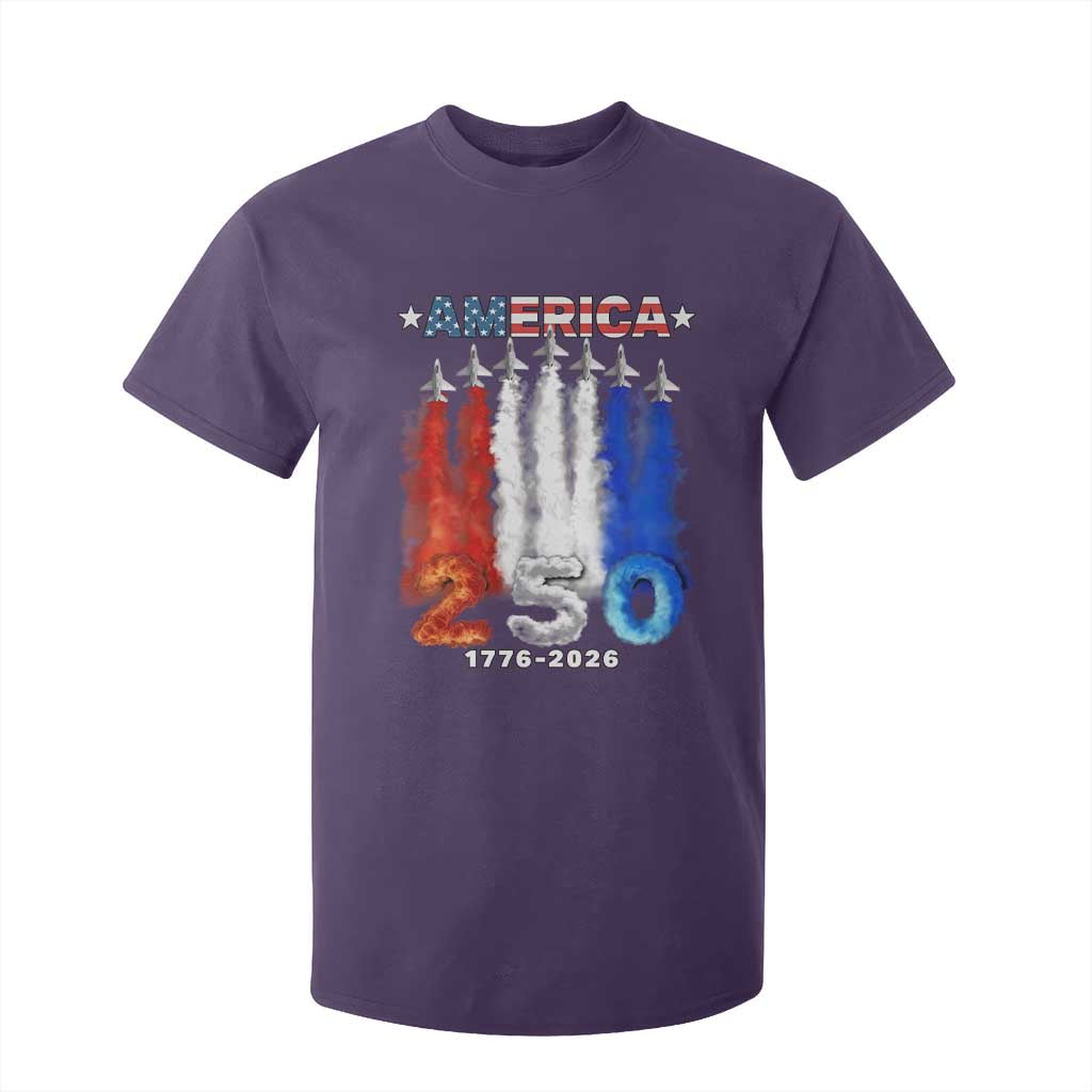 Patriotic Fighter Jets T Shirt For Kid USA 250 Years Of Freedom TS12 Purple Print Your Wear