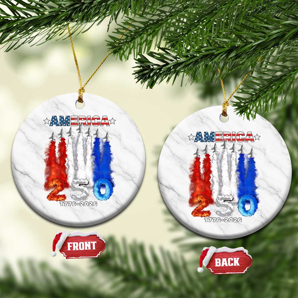 Patriotic Fighter Jets Ceramic Ornament USA 250 Years Of Freedom TS12 1pc White Marble Print Your Wear