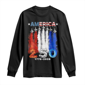 Patriotic Fighter Jets Long Sleeve Shirt USA 250 Years Of Freedom TS12 Black Print Your Wear