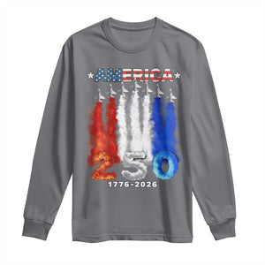 Patriotic Fighter Jets Long Sleeve Shirt USA 250 Years Of Freedom TS12 Charcoal Print Your Wear