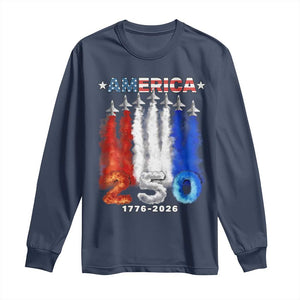 Patriotic Fighter Jets Long Sleeve Shirt USA 250 Years Of Freedom TS12 Navy Print Your Wear