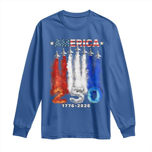 Patriotic Fighter Jets Long Sleeve Shirt USA 250 Years Of Freedom TS12 Royal Blue Print Your Wear