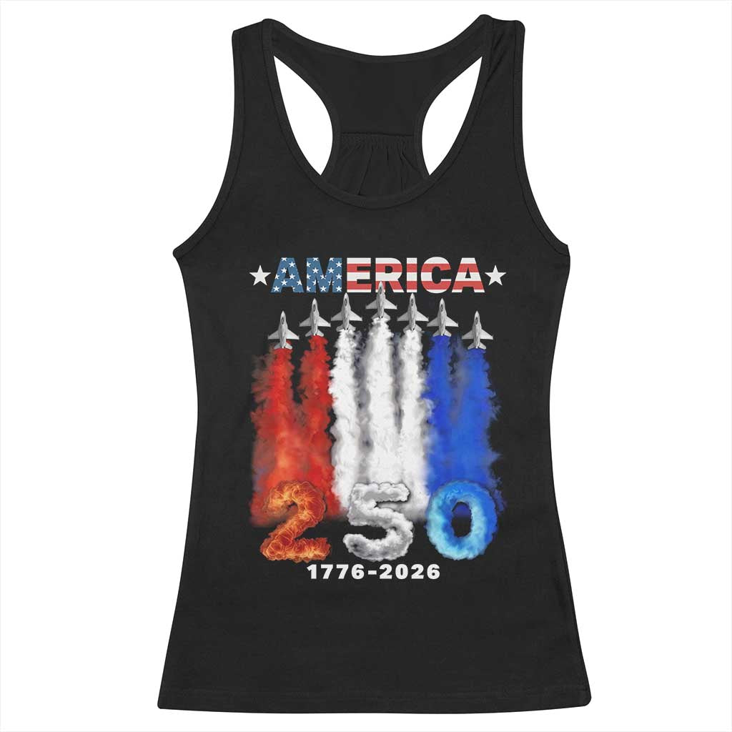 Patriotic Fighter Jets Racerback Tank Top USA 250 Years Of Freedom TS12 Black Print Your Wear