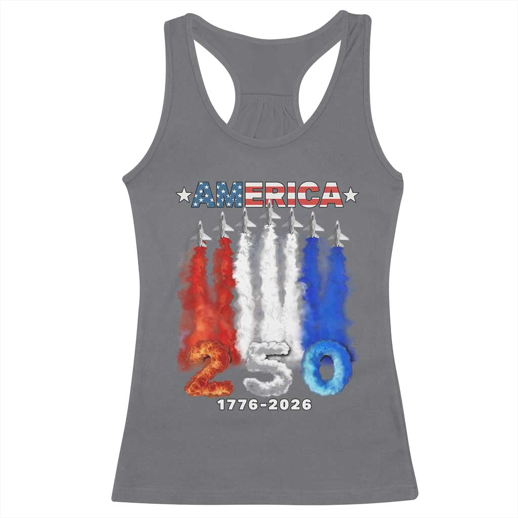 Patriotic Fighter Jets Racerback Tank Top USA 250 Years Of Freedom TS12 Charcoal Print Your Wear