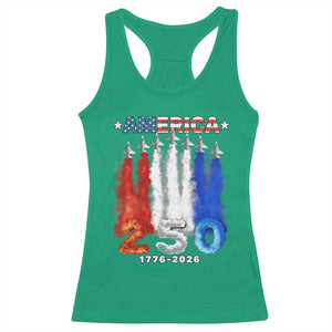 Patriotic Fighter Jets Racerback Tank Top USA 250 Years Of Freedom TS12 Irish Green Print Your Wear
