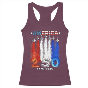 Patriotic Fighter Jets Racerback Tank Top USA 250 Years Of Freedom TS12 Maroon Print Your Wear