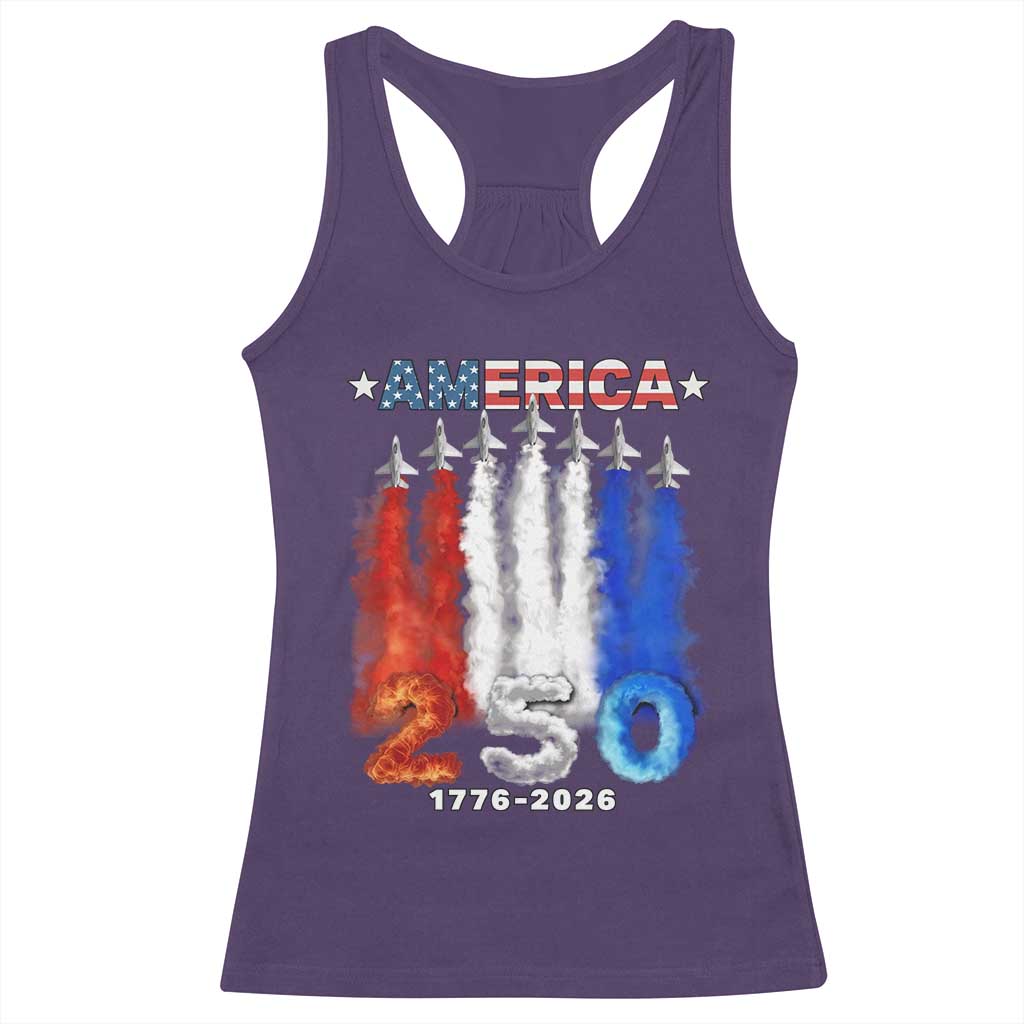 Patriotic Fighter Jets Racerback Tank Top USA 250 Years Of Freedom TS12 Purple Print Your Wear