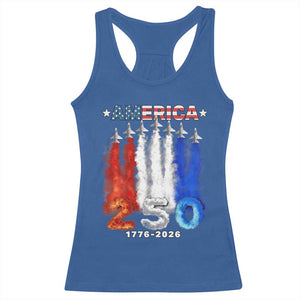 Patriotic Fighter Jets Racerback Tank Top USA 250 Years Of Freedom TS12 Royal Blue Print Your Wear