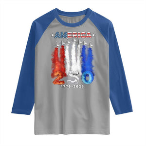 Patriotic Fighter Jets Raglan Shirt USA 250 Years Of Freedom TS12 Sport Gray Royal Print Your Wear