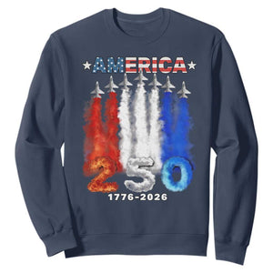 Patriotic Fighter Jets Sweatshirt USA 250 Years Of Freedom TS12 Navy Print Your Wear