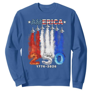 Patriotic Fighter Jets Sweatshirt USA 250 Years Of Freedom TS12 Royal Blue Print Your Wear