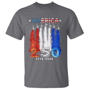 Patriotic Fighter Jets T Shirt USA 250 Years Of Freedom TS12 Charcoal Print Your Wear