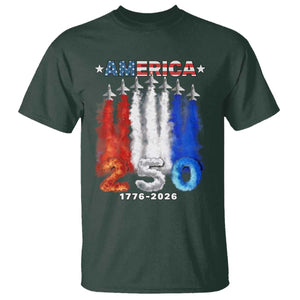 Patriotic Fighter Jets T Shirt USA 250 Years Of Freedom TS12 Dark Forest Green Print Your Wear