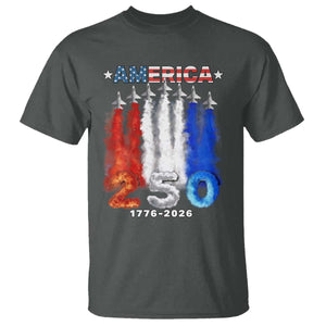 Patriotic Fighter Jets T Shirt USA 250 Years Of Freedom TS12 Dark Heather Print Your Wear