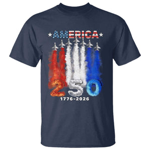 Patriotic Fighter Jets T Shirt USA 250 Years Of Freedom TS12 Navy Print Your Wear